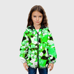 Куртка с капюшоном детская Green and white abstraction on a black background, цвет: 3D-черный — фото 2