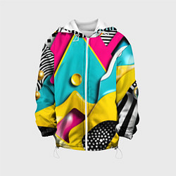 Куртка с капюшоном детская Праздничная абстракция, цвет: 3D-белый