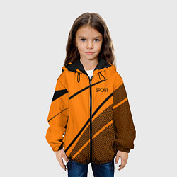 Куртка с капюшоном детская Sport оранжевый с чёрным точечный, цвет: 3D-черный — фото 2