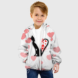 Куртка с капюшоном детская Влюбленная кошка, цвет: 3D-белый — фото 2