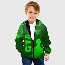 Куртка с капюшоном детская GTA - green gradient вертикально, цвет: 3D-черный — фото 2
