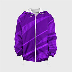 Куртка с капюшоном детская Фиолетовый однотонный абстракция с полосой, цвет: 3D-белый