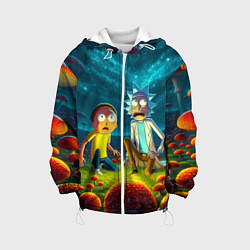 Куртка с капюшоном детская Rick and Morty on the fly agaric planet, цвет: 3D-белый