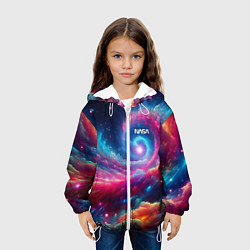 Куртка с капюшоном детская Неоновая галактическая спираль - нейроарт, цвет: 3D-белый — фото 2