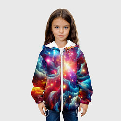 Куртка с капюшоном детская Colorfull neon space clouds - ai art fantasy, цвет: 3D-белый — фото 2
