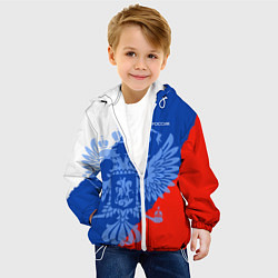Куртка с капюшоном детская Россия герб и триколор, цвет: 3D-белый — фото 2