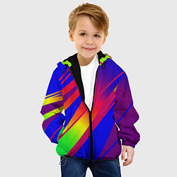 Куртка с капюшоном детская Красно-синий с полосами градиент, цвет: 3D-черный — фото 2