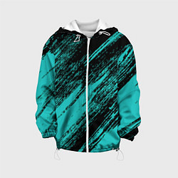 Куртка с капюшоном детская The color is black and light blue, цвет: 3D-белый