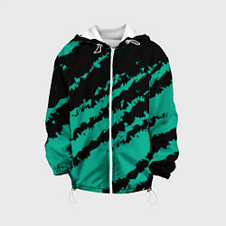 Куртка с капюшоном детская The color is black and turquoise, цвет: 3D-белый