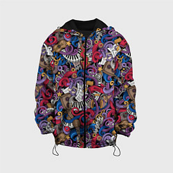 Куртка с капюшоном детская Музыкальный коллаж, цвет: 3D-черный