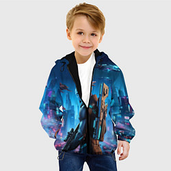 Куртка с капюшоном детская Mass Effect - neon glow fantastic, цвет: 3D-черный — фото 2