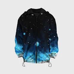 Куртка с капюшоном детская Синяя светящееся краска, цвет: 3D-черный