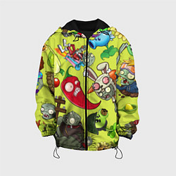 Куртка с капюшоном детская Растения против зомби с героями, цвет: 3D-черный