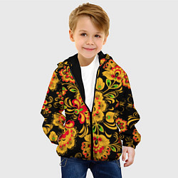 Куртка с капюшоном детская Хохлома - роспись, цвет: 3D-черный — фото 2