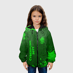 Куртка с капюшоном детская Cyberpunk 2077 - green gradient вертикально, цвет: 3D-черный — фото 2