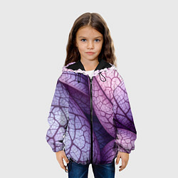 Куртка с капюшоном детская Прожилки экзотического растения, цвет: 3D-черный — фото 2