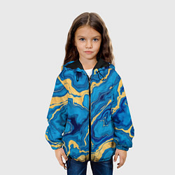 Куртка с капюшоном детская Синий мрамор с золотом, цвет: 3D-черный — фото 2
