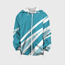 Куртка с капюшоном детская Бело-голубой абстракция с полосами, цвет: 3D-белый