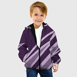 Куртка с капюшоном детская Фиолетовый абстрактный с полосой, цвет: 3D-черный — фото 2