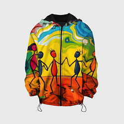 Куртка с капюшоном детская Дружба человечков, цвет: 3D-черный