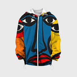 Куртка с капюшоном детская Арт с лицами, цвет: 3D-белый