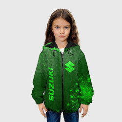 Куртка с капюшоном детская Suzuki - green gradient вертикально, цвет: 3D-черный — фото 2