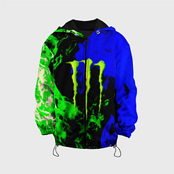 Куртка с капюшоном детская Monster energy кислотный огонь, цвет: 3D-черный
