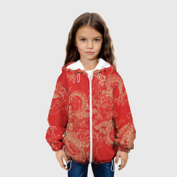 Куртка с капюшоном детская Золотые драконы на красном, цвет: 3D-белый — фото 2