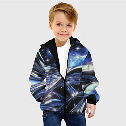 Куртка с капюшоном детская Закрученные линии и звезды - космическая абстракци, цвет: 3D-черный — фото 2