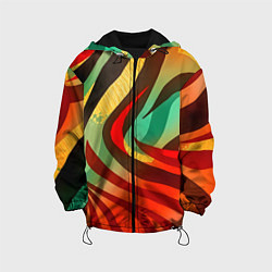 Куртка с капюшоном детская Жаркая полосатая абстракция, цвет: 3D-черный