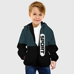 Куртка с капюшоном детская Sport чёрно-синий с белым, цвет: 3D-черный — фото 2
