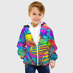 Куртка с капюшоном детская Черепа неоновые краски, цвет: 3D-белый — фото 2
