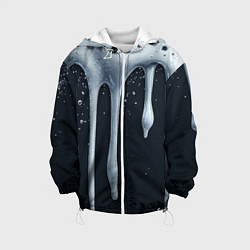 Куртка с капюшоном детская Белая объемная слизь текстура, цвет: 3D-белый