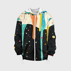 Куртка с капюшоном детская Разноцветные капли текстура, цвет: 3D-белый