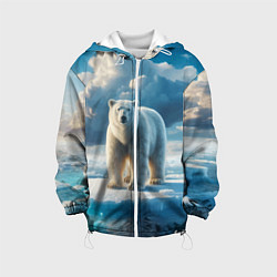 Куртка с капюшоном детская Полярный медведь на льдине, цвет: 3D-белый
