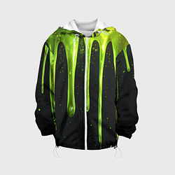 Куртка с капюшоном детская Слизь зеленая текстура, цвет: 3D-белый