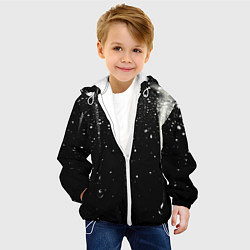 Куртка с капюшоном детская Белые брызги на черном, цвет: 3D-белый — фото 2