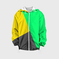 Куртка с капюшоном детская Жёлто-серо-зелёный трёхцветный, цвет: 3D-белый