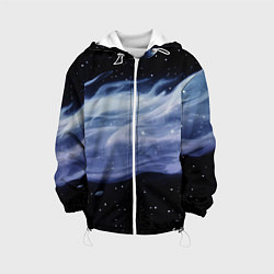 Куртка с капюшоном детская Синяя волна в космосе - текстура, цвет: 3D-белый
