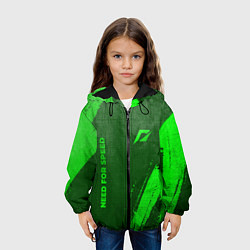 Куртка с капюшоном детская Need for Speed - green gradient вертикально, цвет: 3D-черный — фото 2