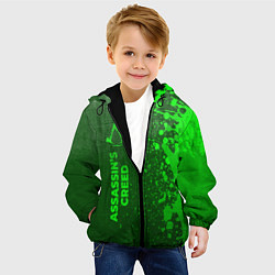 Куртка с капюшоном детская Assassins Creed - green gradient по-вертикали, цвет: 3D-черный — фото 2