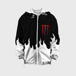 Куртка с капюшоном детская Monster energy red logo, цвет: 3D-белый