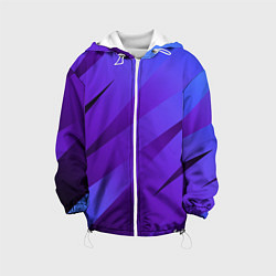 Куртка с капюшоном детская Сине-фиолетовый абстрактные линии, цвет: 3D-белый