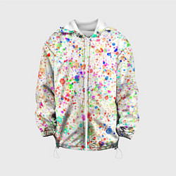 Куртка с капюшоном детская Белый с разноцветными брызгами, цвет: 3D-белый