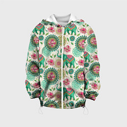 Детская куртка Слоны и мандалы паттерн в индийской стилистике