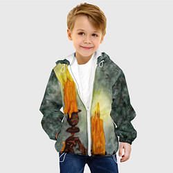 Куртка с капюшоном детская Две горящие свечи в темноте, цвет: 3D-белый — фото 2