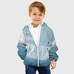 Куртка с капюшоном детская Снежный горный хребет светло-голубой, цвет: 3D-белый — фото 2