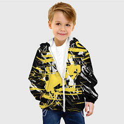 Куртка с капюшоном детская Желтая краска на черном, цвет: 3D-белый — фото 2