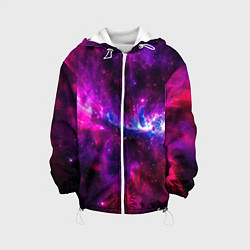 Куртка с капюшоном детская Неоновый галактический космос, цвет: 3D-белый