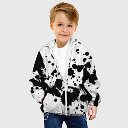 Куртка с капюшоном детская Брызги черной краски, цвет: 3D-белый — фото 2